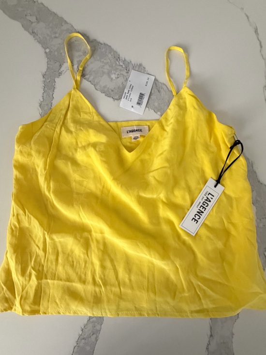 L'AGENCE Tops - L'AGENCE Bright Yellow Silk V-Neck Cami